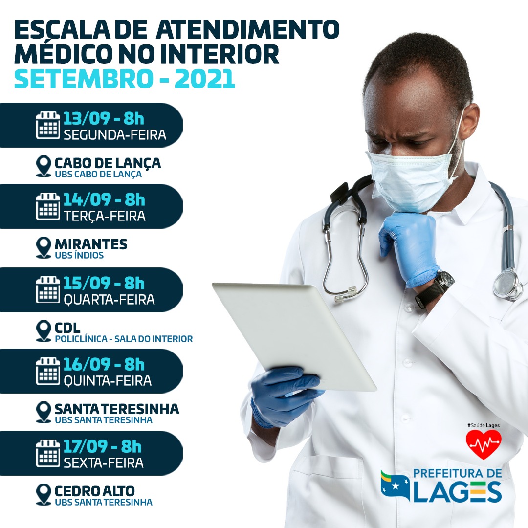 Prefeitura de Lages Programação de atendimentos médicos no interior de Lages 