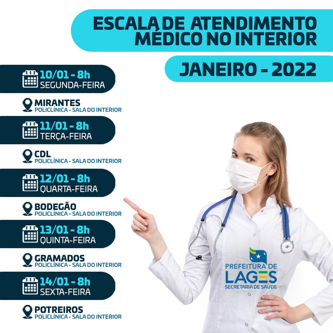 Prefeitura de Lages Segunda semana de janeiro com atendimento médico para as localidades do interior de Lages