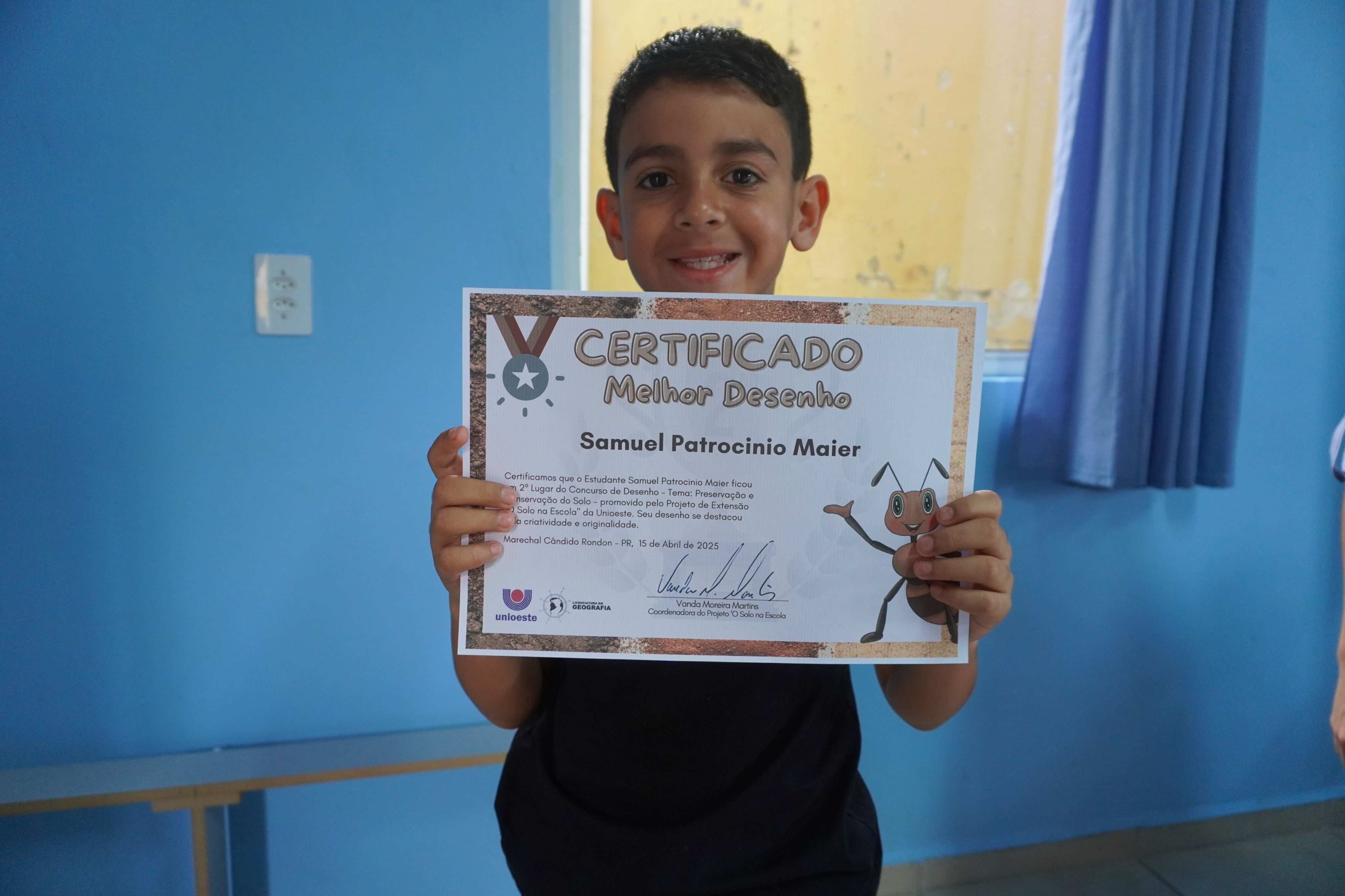 Prefeitura de Lages O Menino e o Mundo: Estudante do Sistema Municipal de Educação é o único catarinense premiado em concurso de desenho sobre biodiversidade e conservação do solo