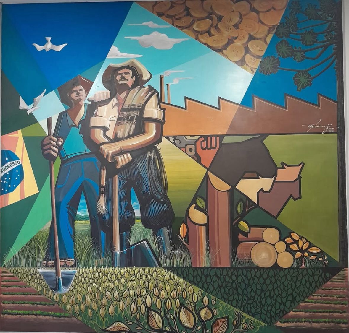 Prefeitura de Lages Obra-prima restaurada: Mural pintado pelo artista lageano Marcos J. Lenzi volta a brilhar
