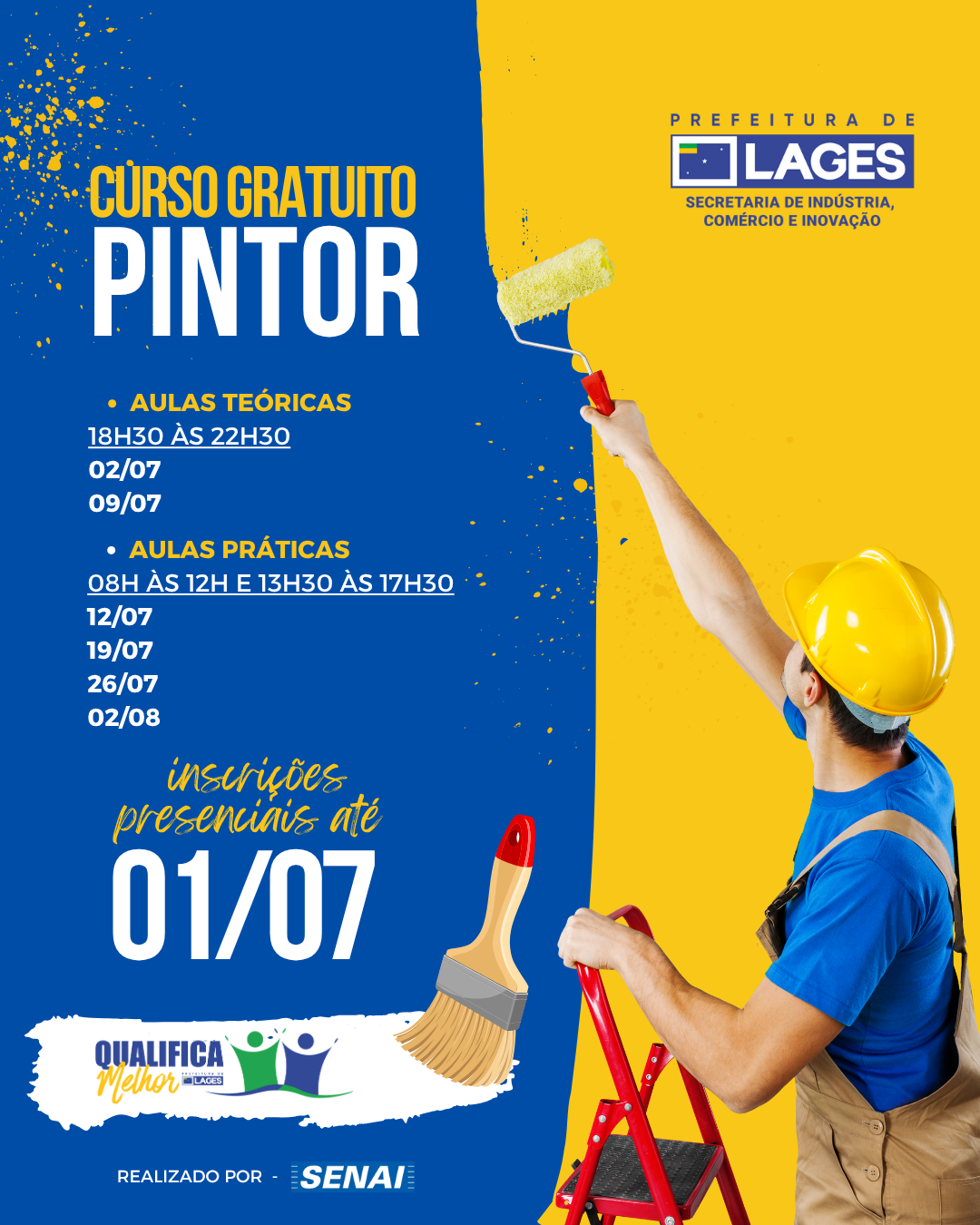 Prefeitura de Lages Programa Qualifica Melhor está com inscrições abertas para curso de Pintor de Obras