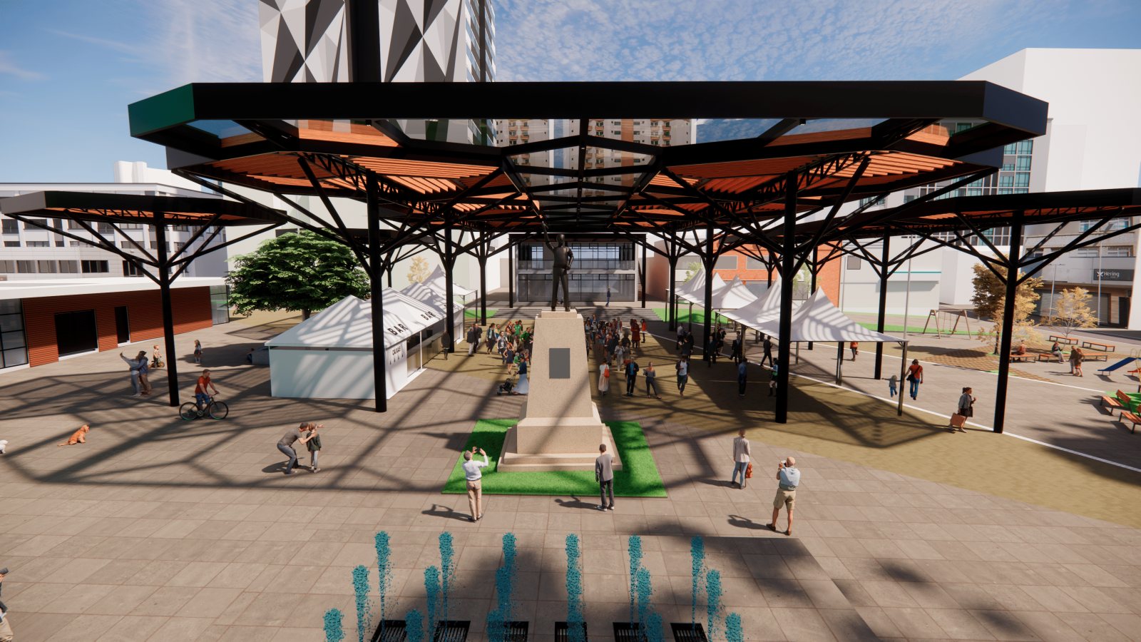 Prefeitura de Lages Assinada ordem de serviço para construção da cobertura do calçadão da Praça João Costa