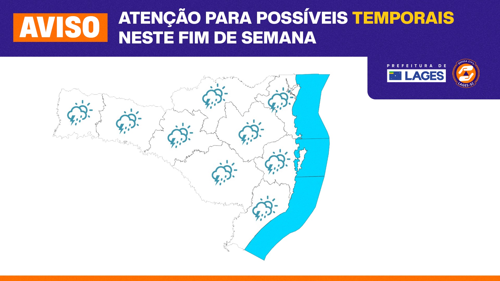 Prefeitura de Lages Previsão de temporais para o fim de semana coloca Prefeitura de Lages em atenção