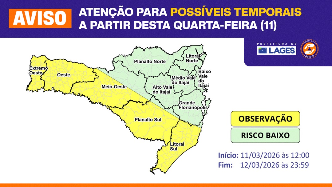 Prefeitura de Lages Prefeitura de Lages monitora condições climáticas dos próximos dias
