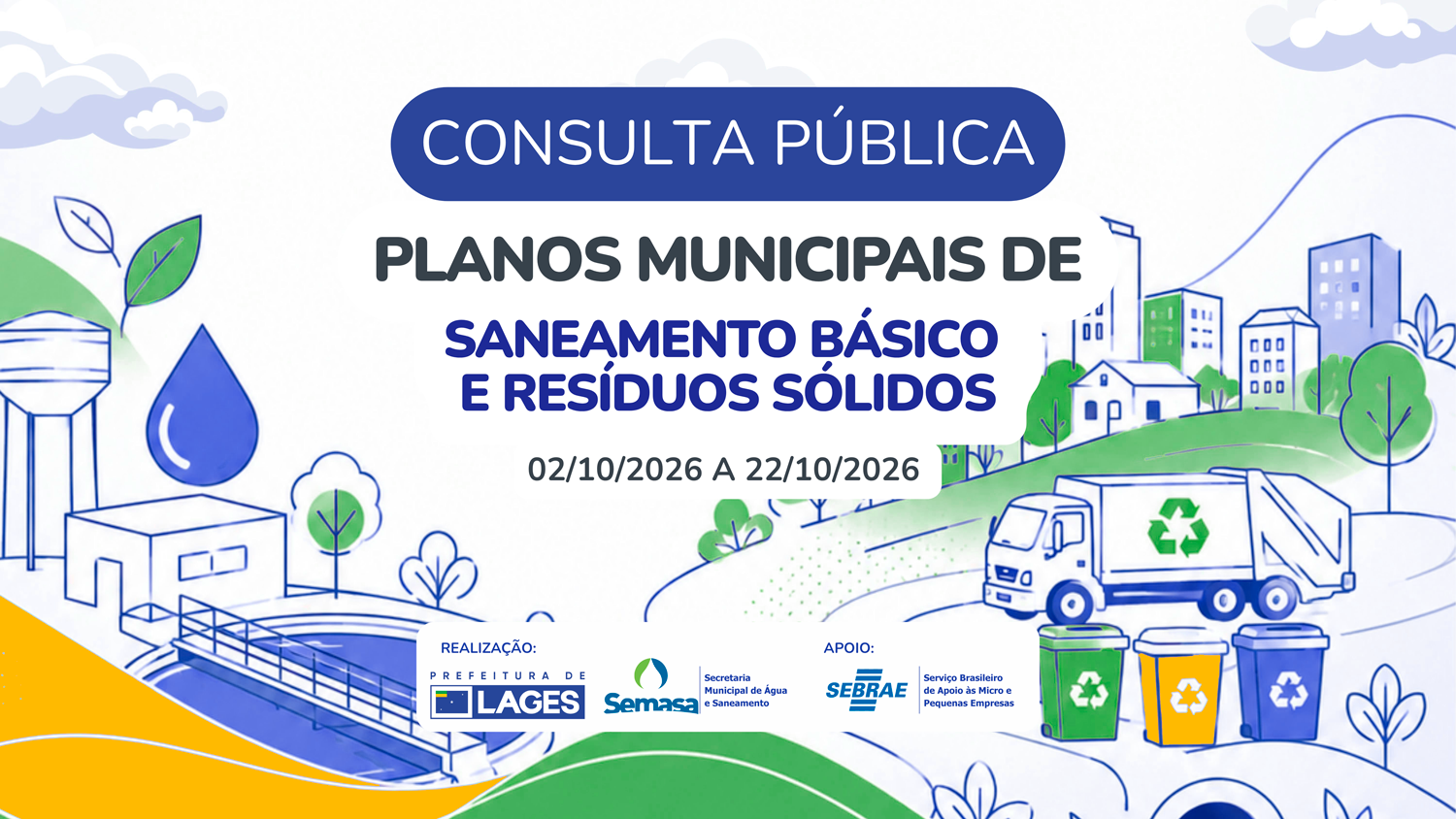 Prefeitura de Lages Período para consulta pública junto à população a respeito de revisão do Plano Municipal de Saneamento Básico e Gestão Integrada de Resíduos Sólidos segue até 22 de outubro 