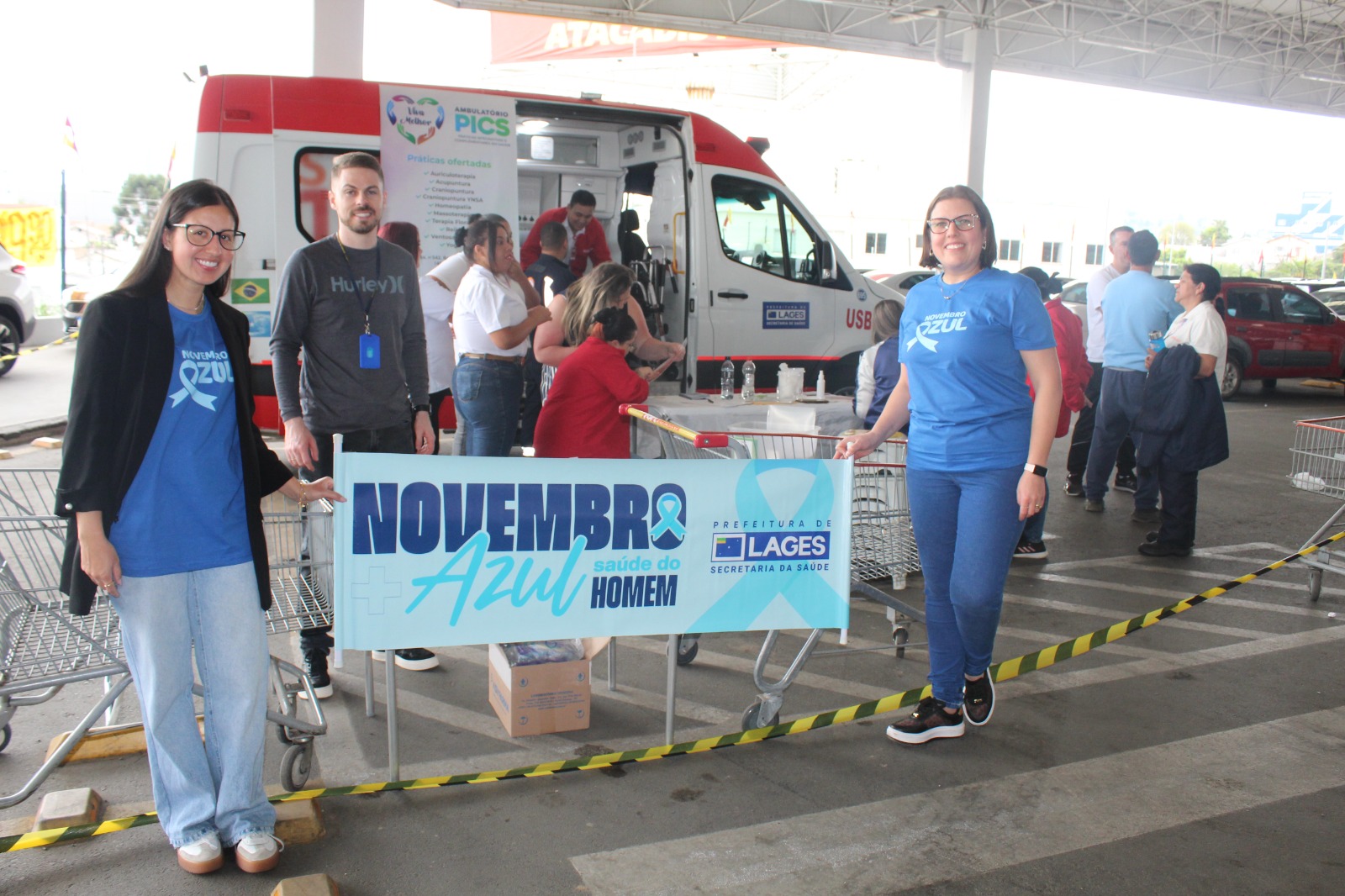 Prefeitura de Lages Prefeitura de Lages realiza campanha Novembro + Azul no Supermercado Fort Atacadista