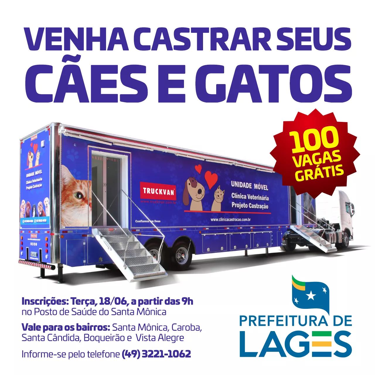 Prefeitura de Lages 6ª edição do Mutirão de Castração abre oportunidade única para região do alto da cidade com inscrições nesta terça-feira 