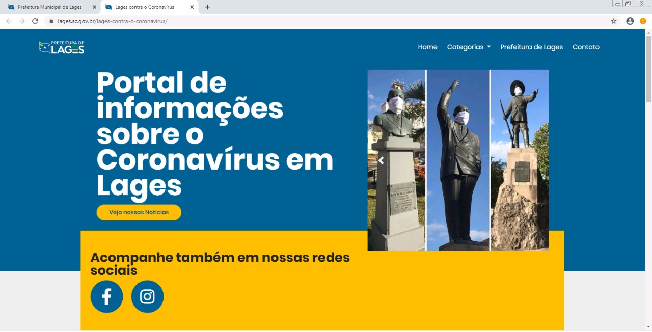 Prefeitura de Lages Prefeitura de Lages lança portal exclusivo de informações sobre o Coronavírus