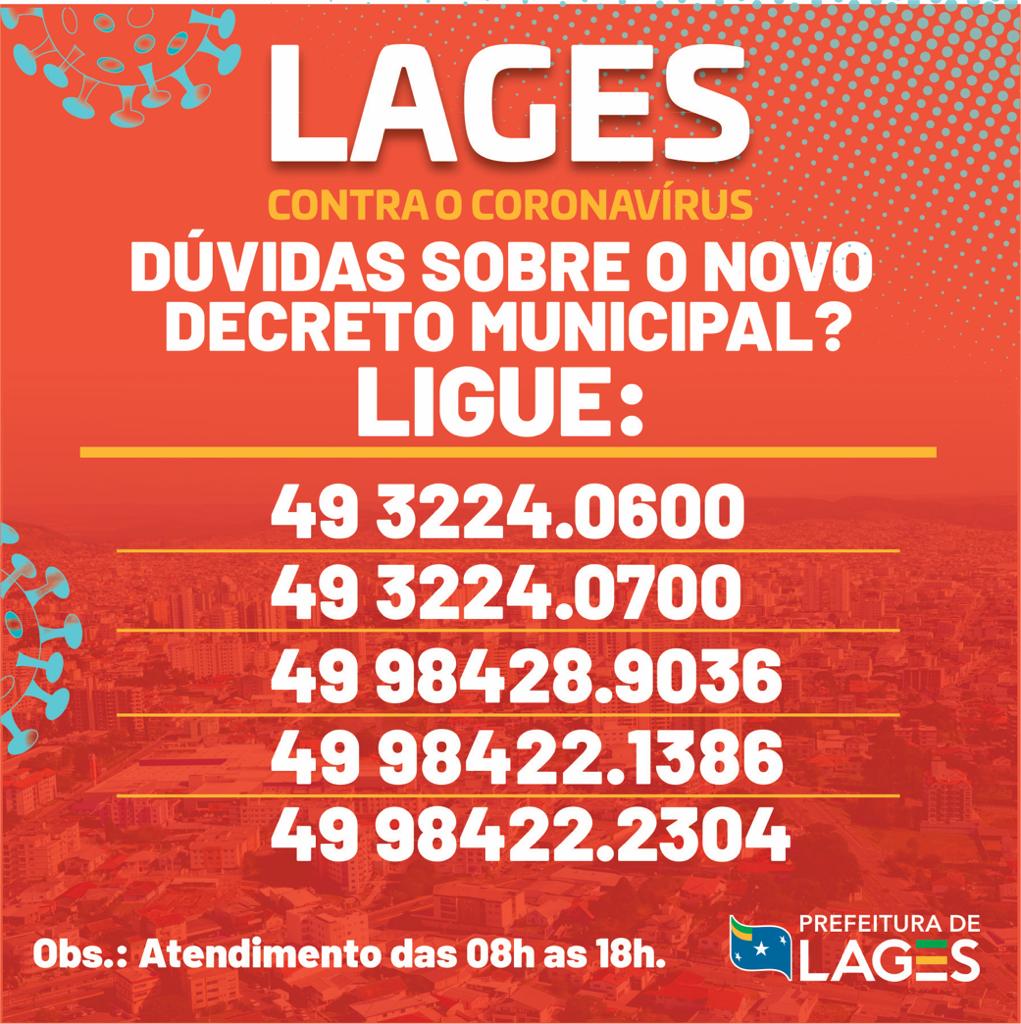 Prefeitura de Lages Central de Informações sobre decreto n° 19.100 atende em horário comercial