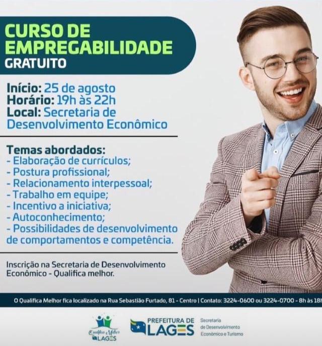 Prefeitura de Lages Tradição consolidada em Lages: curso de empregabilidade contemplará 20 pessoas nesta edição de agosto 
