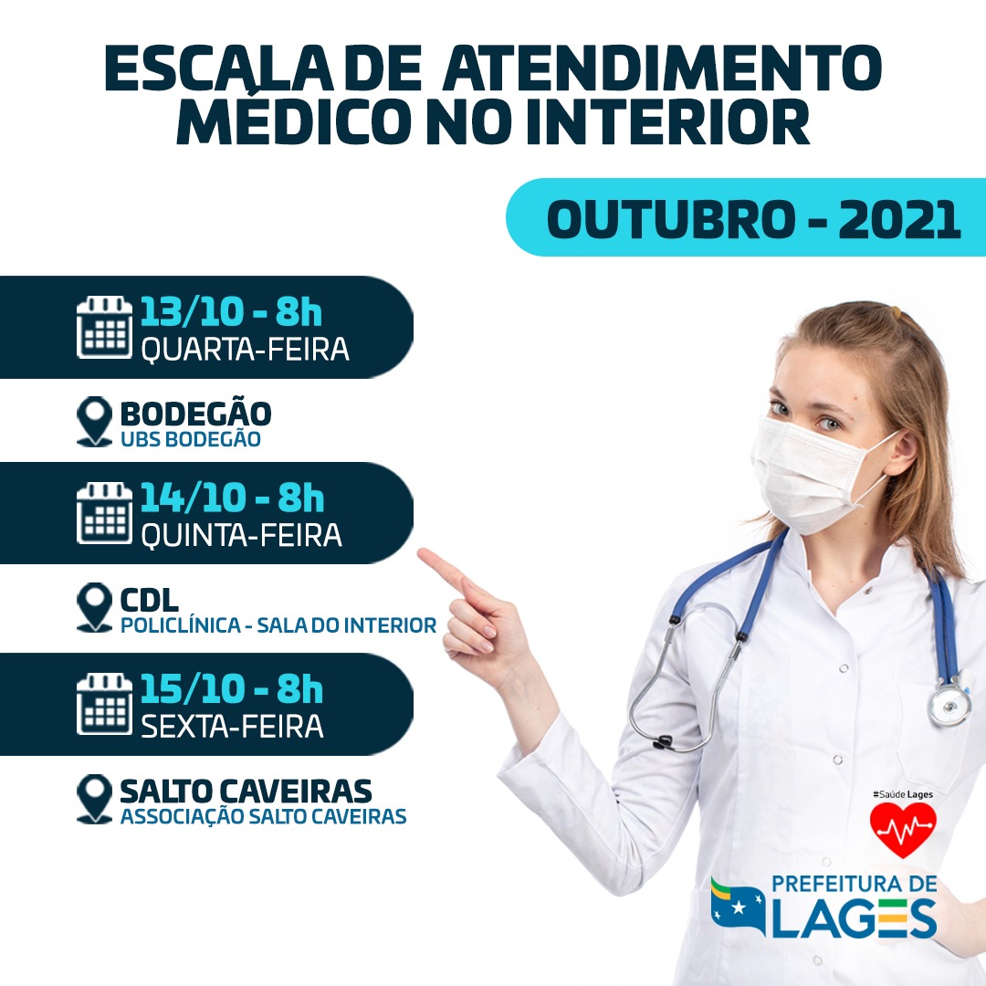 Prefeitura de Lages Programação de atendimentos médicos no interior de Lages 