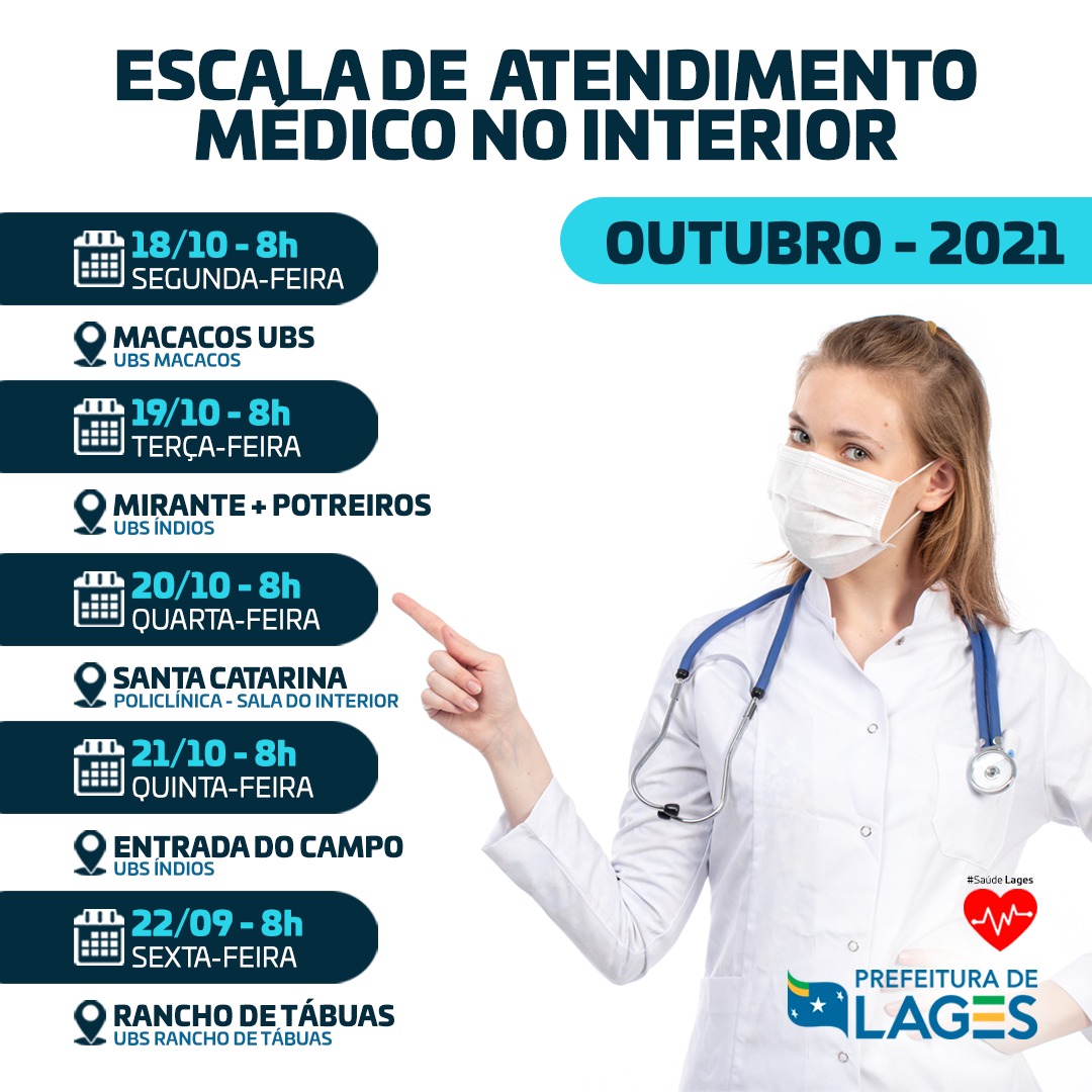 Prefeitura de Lages Programação de atendimentos médicos no interior de Lages 