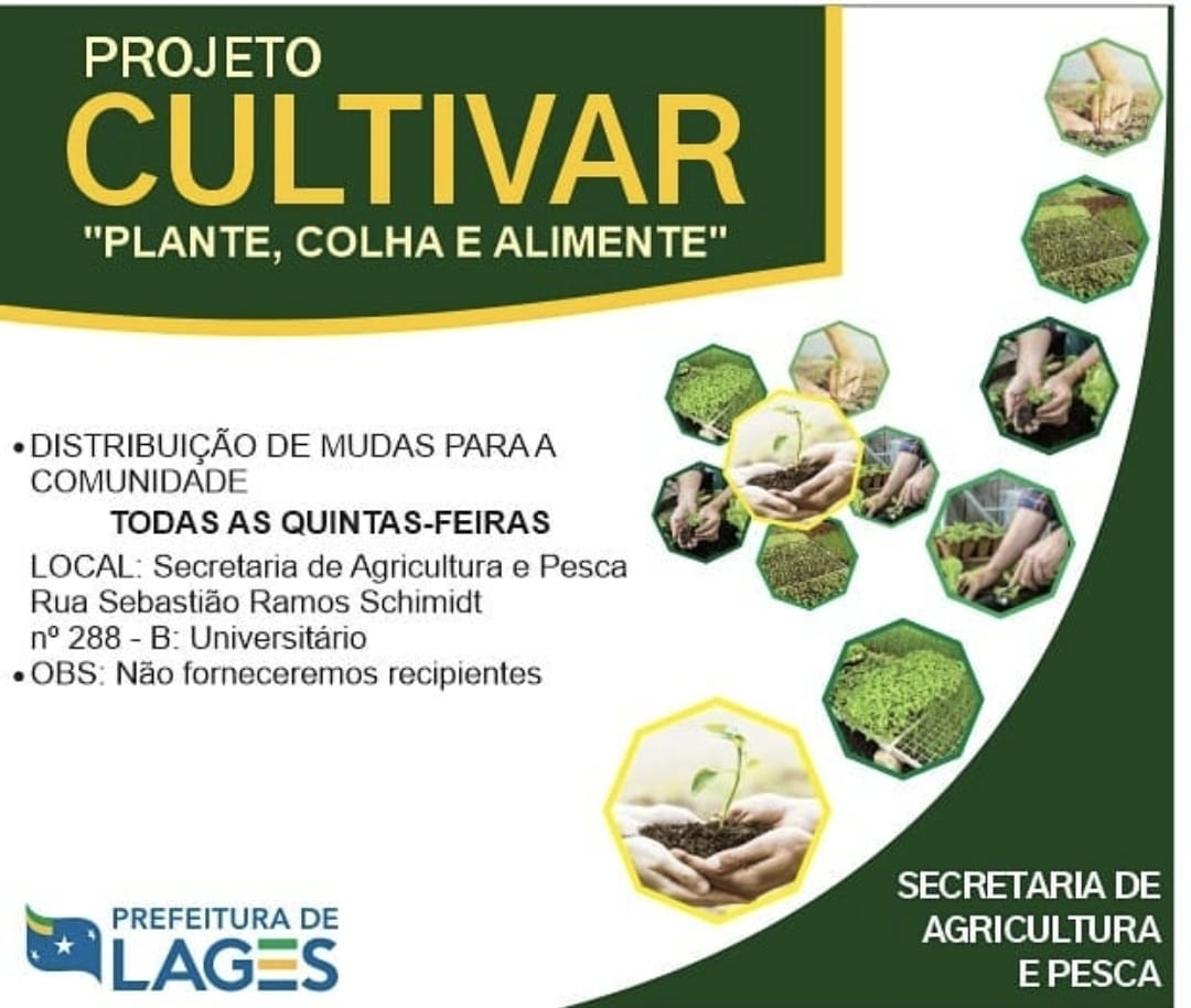 Prefeitura de Lages Projeto Cultivar, da Secretaria da Agricultura e Pesca, retorna com a distribuição de mudas de hortaliças, no dia 17 de fevereiro