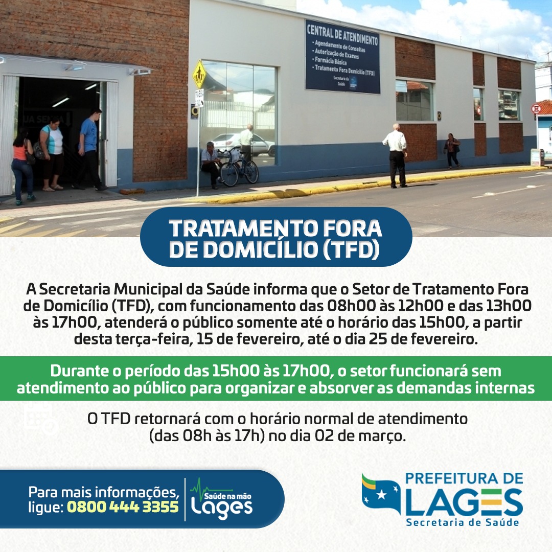 Prefeitura de Lages Setor de Tratamento Fora do Domicílio terá horário diferenciado de atendimento, a partir dessa terça-feira (15)