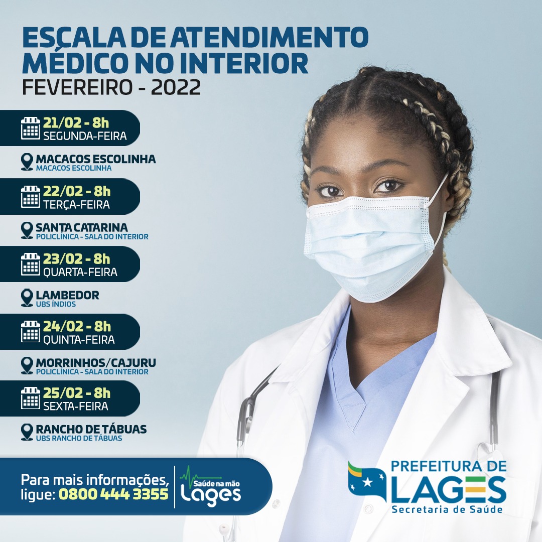 Prefeitura de Lages Última semana de atendimento médico no interior do município, durante o mês de fevereiro