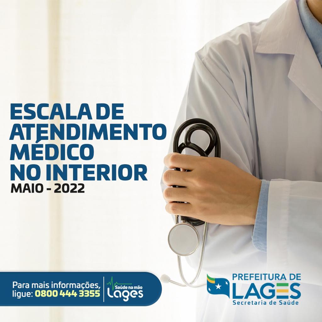 Prefeitura de Lages Cronograma de atendimento médico no interior de Lages prevê 22 dias de trabalho no mês de Maio