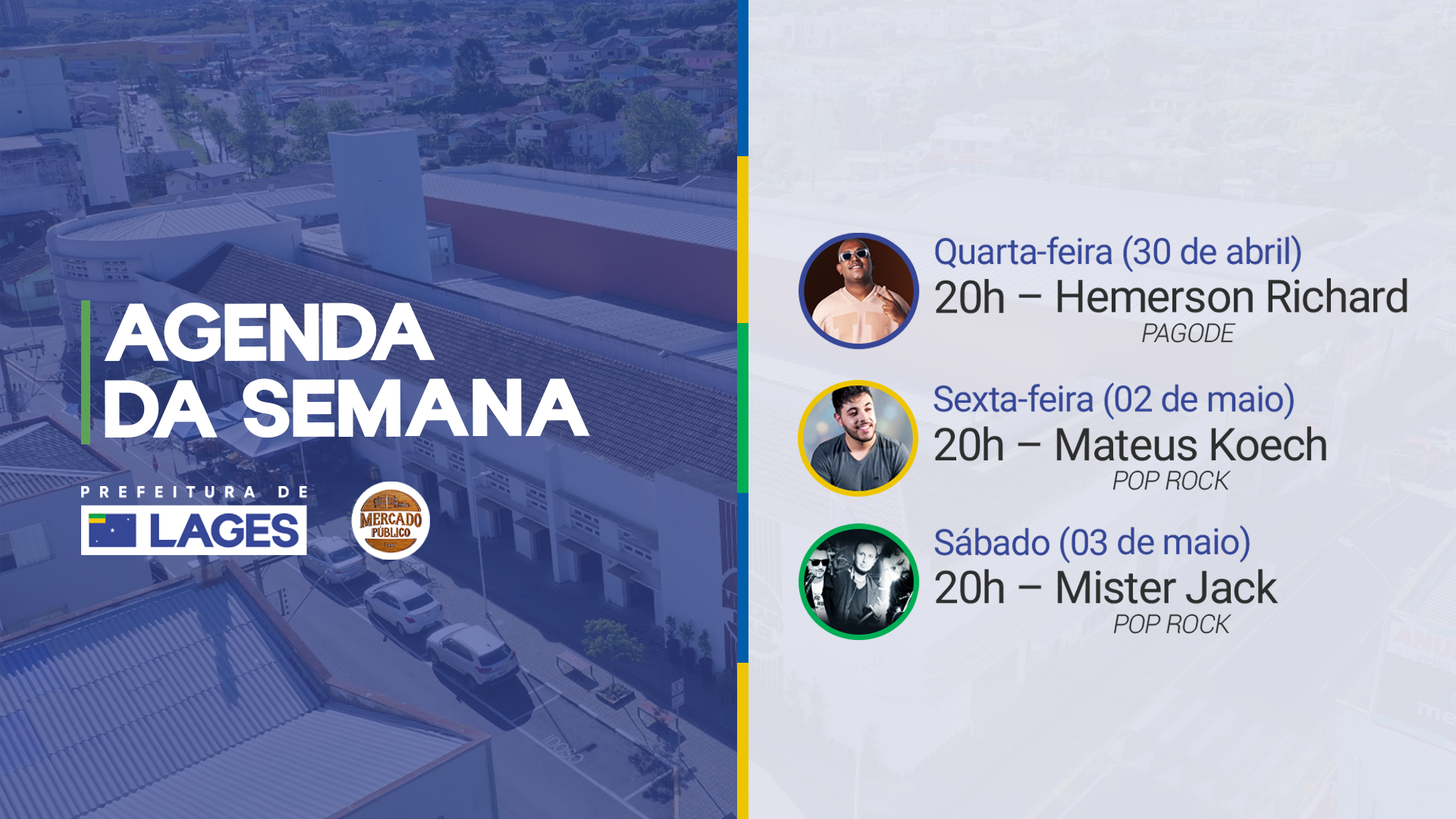 Prefeitura de Lages Talentos lageanos do pagode e pop rock agitam feriado estendido nas comemorações ao Dia do Trabalhador no Mercado Público