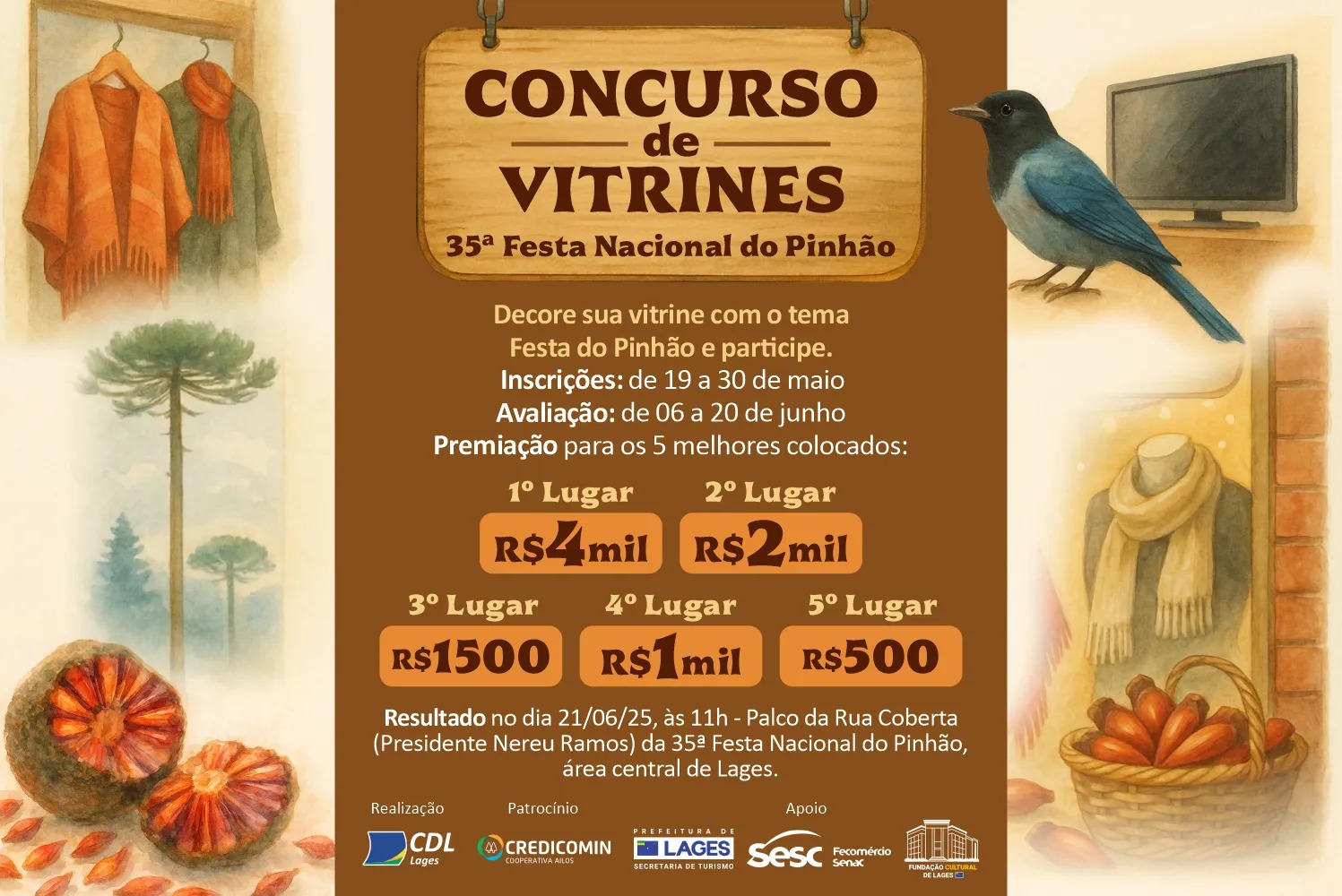 Prefeitura de Lages Comércio de Lages entra no clima da Festa do Pinhão com o Concurso de Vitrines