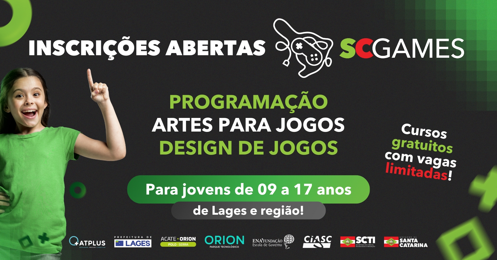 Prefeitura de Lages Abertas as inscrições para cursos do SC Games voltado para jovens de nove a 17 anos 