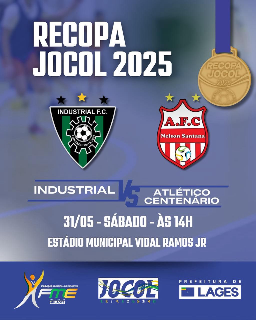 Prefeitura de Lages Industrial e Atlético Centenário decidem a Recopa Jocol neste sábado em Lages