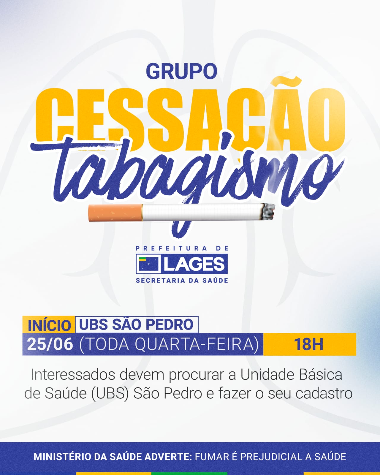 Prefeitura de Lages Prefeitura de Lages inicia programa contra o tabagismo na Unidade Básica de Saúde do bairro São Pedro