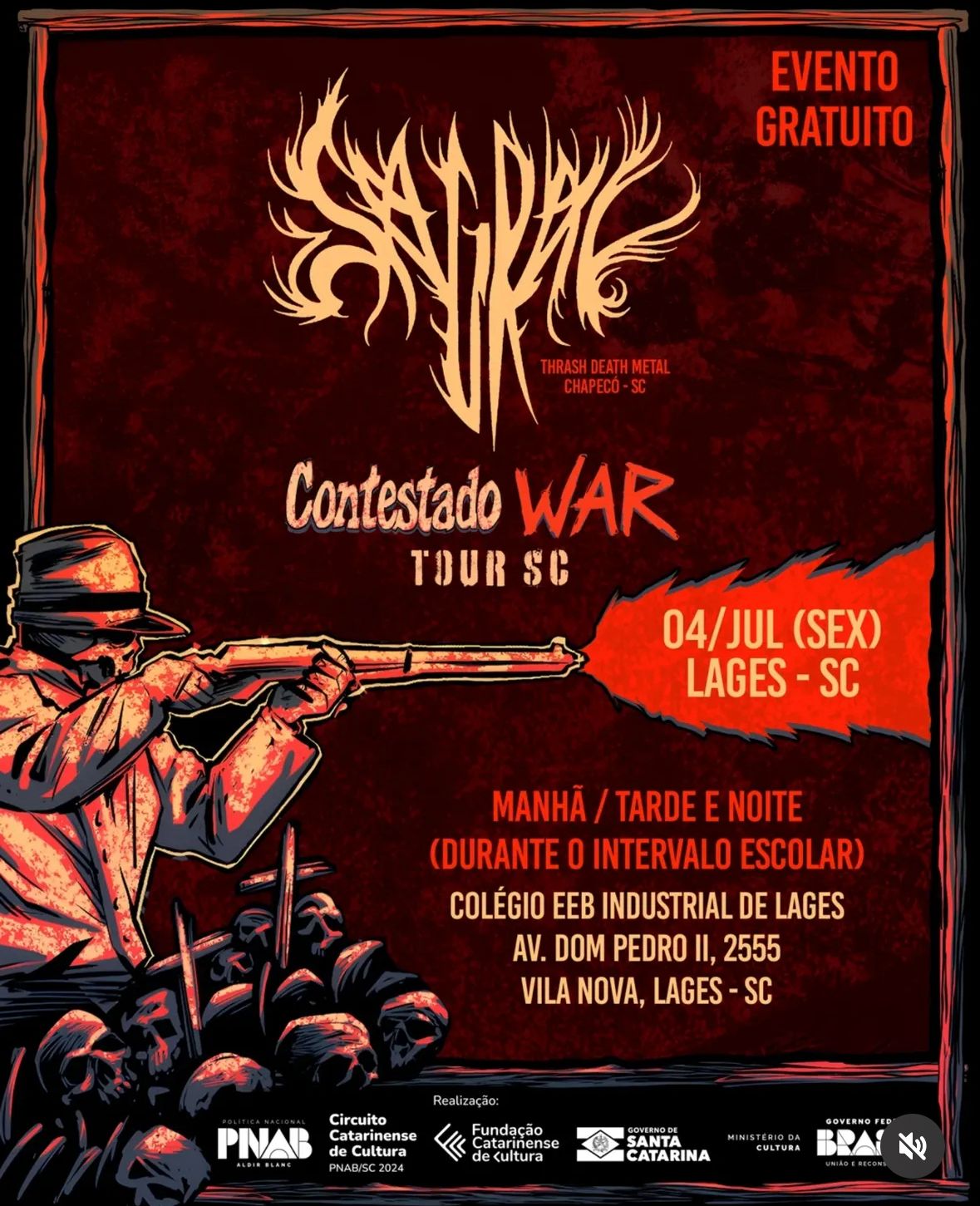 Prefeitura de Lages Show da banda Sagrav contará a história da Guerra do Contestado em Lages