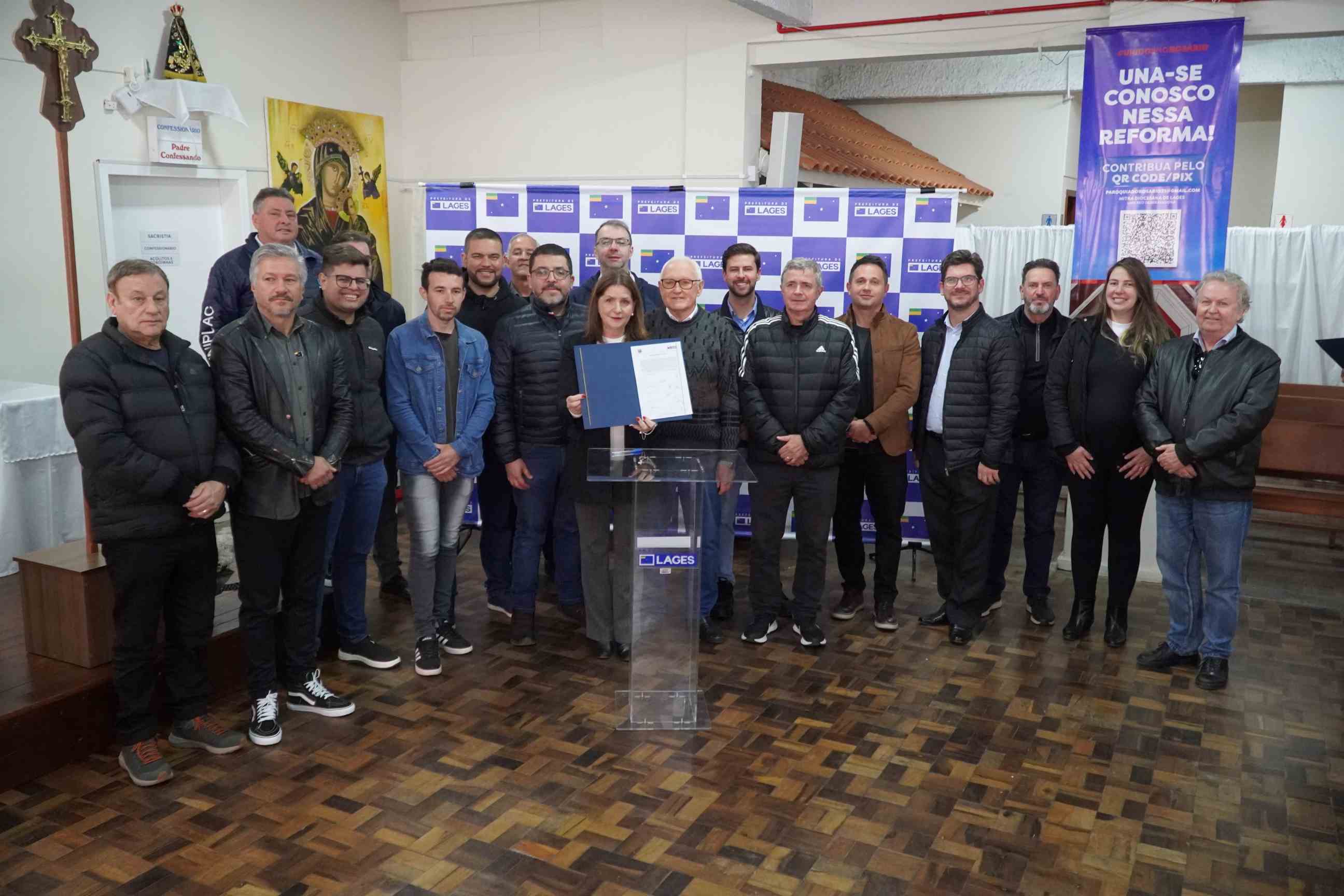 Prefeitura de Lages Prefeitura de Lages assina Ordem de Serviço que autoriza a execução das obras de revitalização da Praça da Igreja do Rosário