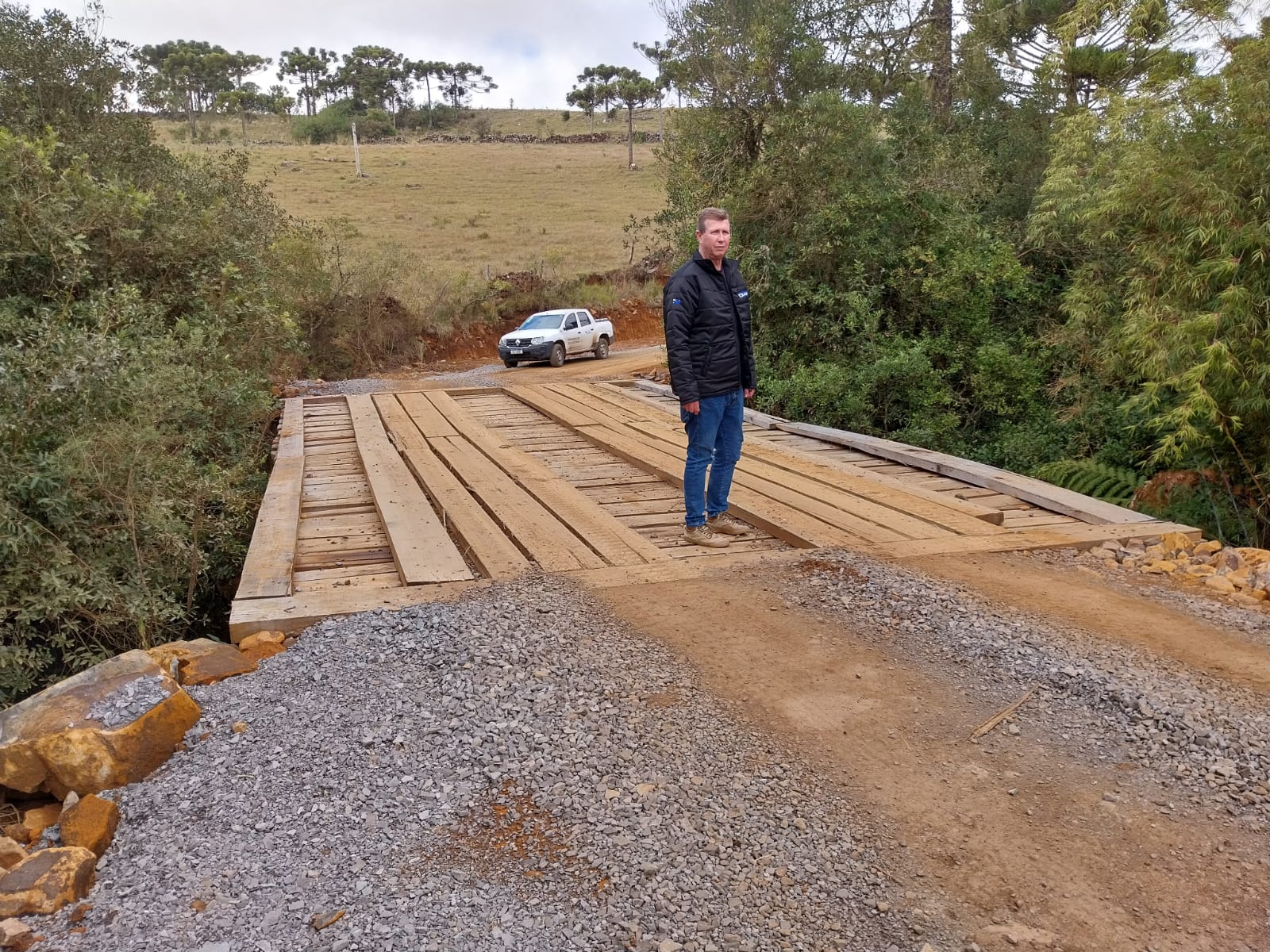 Prefeitura de Lages Ponte da Taipa está sendo reconstruída na localidade de Morrinhos