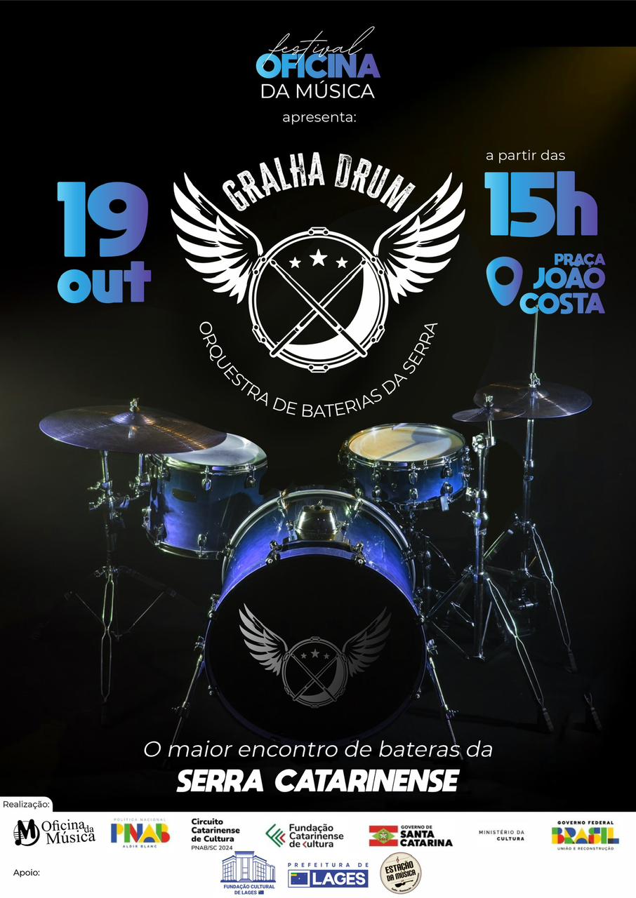Prefeitura de Lages Lages vai sediar a Orquestra de Baterias 2025 com encontro de músicos na Praça João Costa