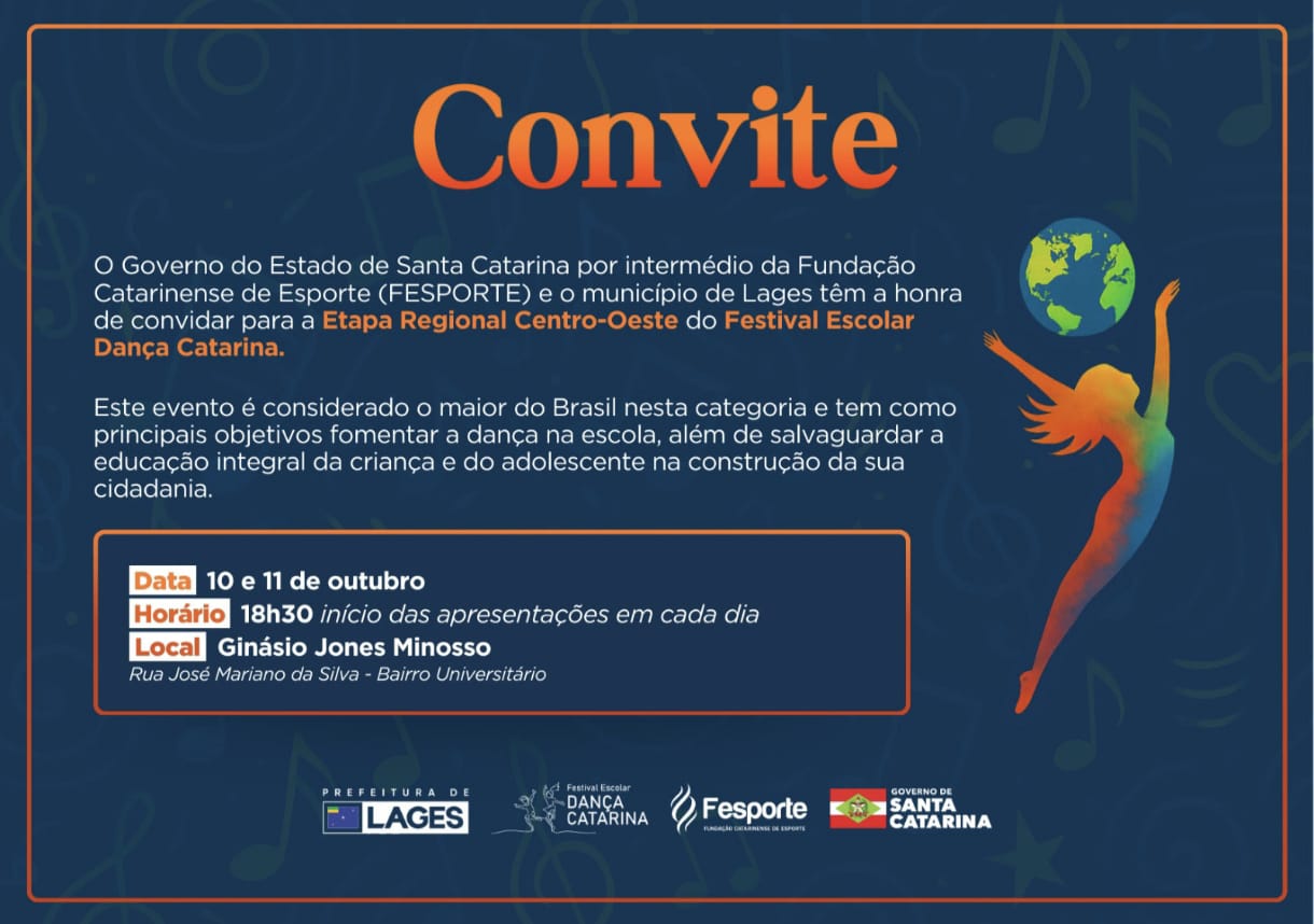 Prefeitura de Lages Ginásio Jones Minosso será palco da final regional Centro-Oeste do Festival Escolar Dança Catarina 2025