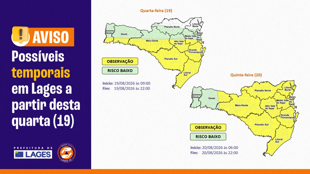 Prefeitura de Lages Prefeitura acompanha previsões e mantém ações preventivas diante da possibilidade de temporais em Lages nos próximos dias