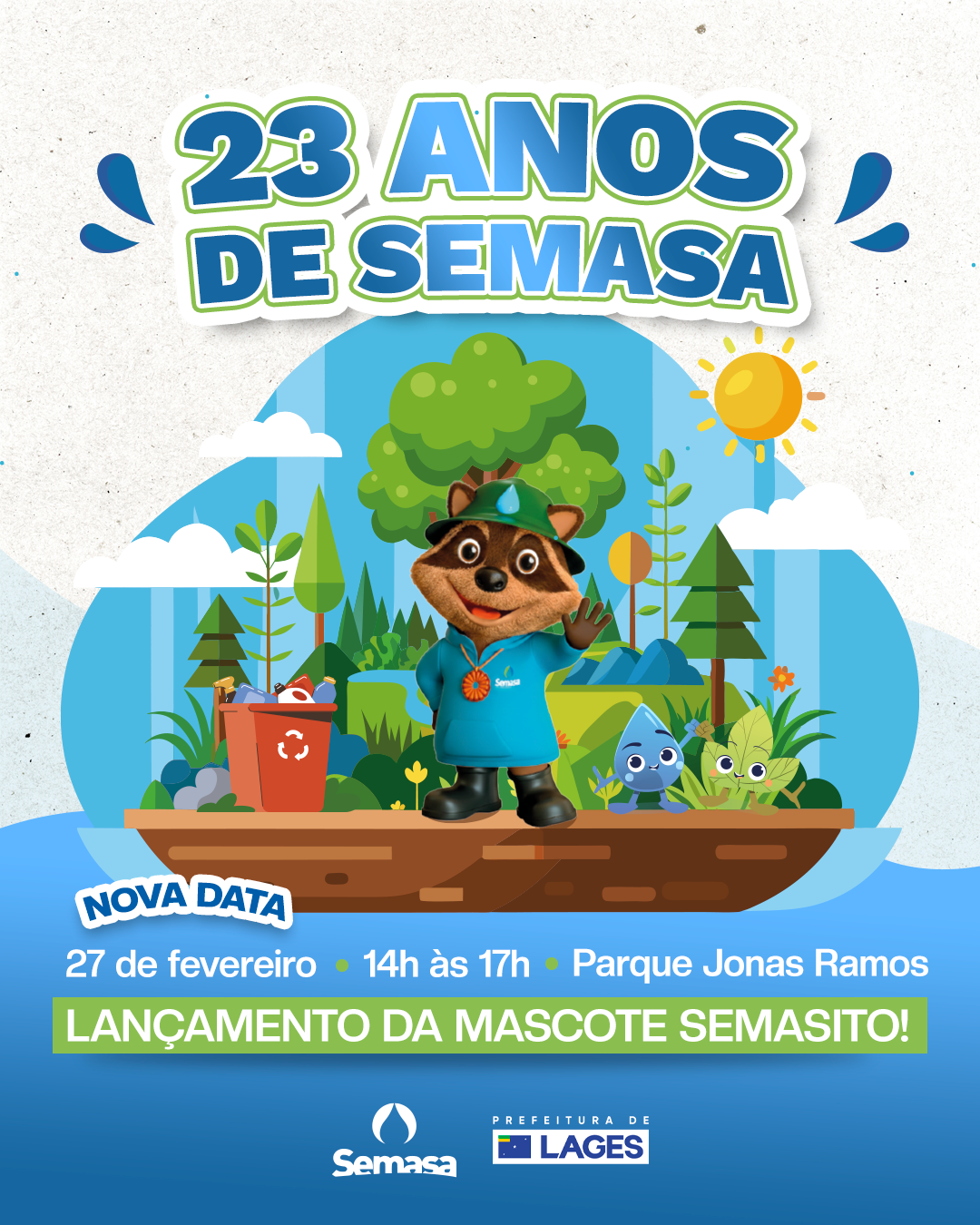 Prefeitura de Lages Semasito convida a família lageana celebrar o aniversário da Semasa em grande estilo