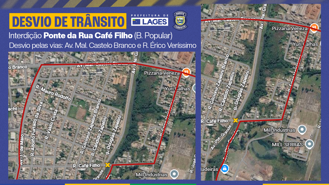 Prefeitura de Lages Ponte da rua Café Filho será interditada por pelo menos 30 dias para recuperação estrutural