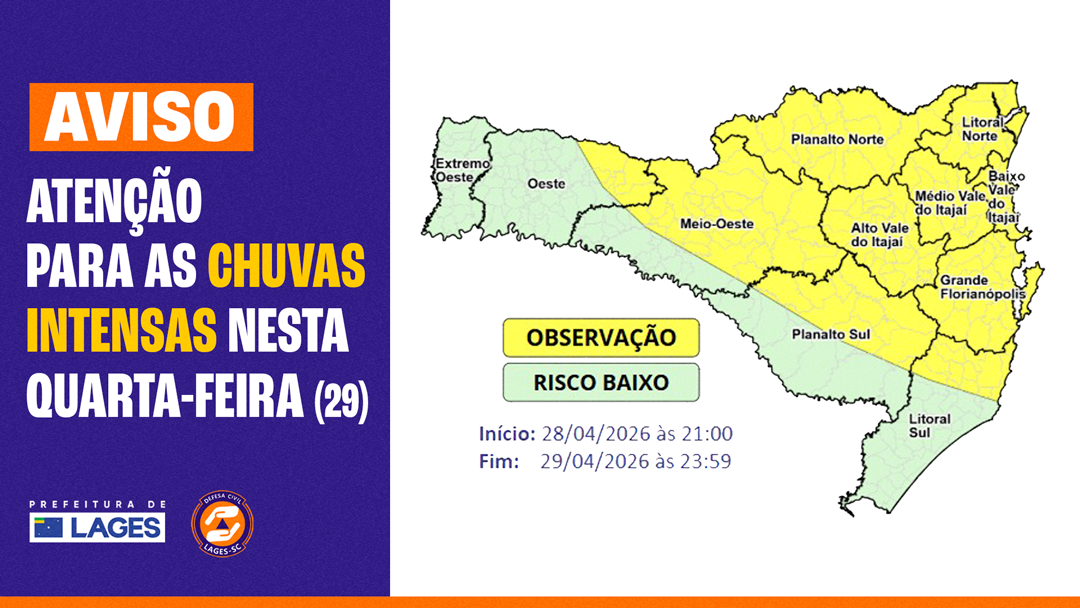 Prefeitura de Lages Prefeitura de Lages em atenção diante de previsão de instabilidade climática em Santa Catarina